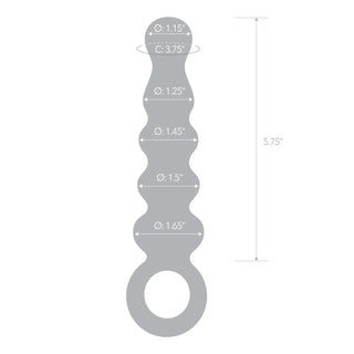 Glas 7.5 in. Quintessence Beaded Anal Slider Glass Dildo with Ring Handle - Horny Stoner