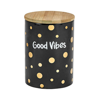 GOOD VIBES GOLD POLKA DOTS DELUXE CANISTER STASH JAR