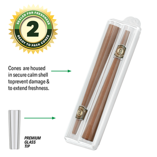 Pre-Rolled King Size Glass Tipped Hemp Cones | 2PK