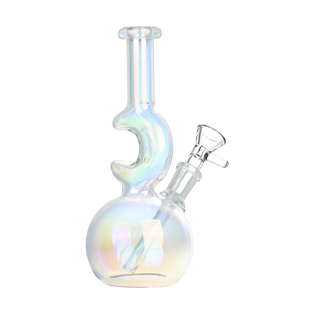 Lunar Glow Electroplated Glass Water Pipe - 7.25" / 14mm F / Colors Vary - Horny Stoner