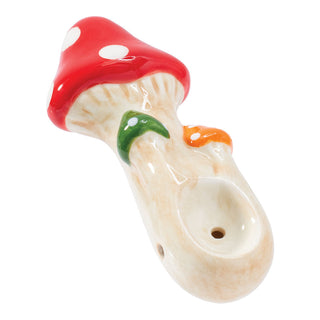Wacky Bowlz Tri Mushroom Ceramic Pipe - 4" - Horny Stoner