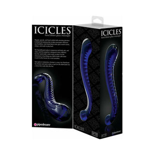 Icicles No. 70 Curved Dual-Ended Glass Dildo Blue - Horny Stoner