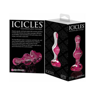 Icicles No. 75 Beaded Glass Massager With Heart-Shaped Base Pink - Horny Stoner