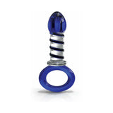 Icicles No. 81 Glass Juicer Ribbed Dildo With Handle Blue - Horny Stoner
