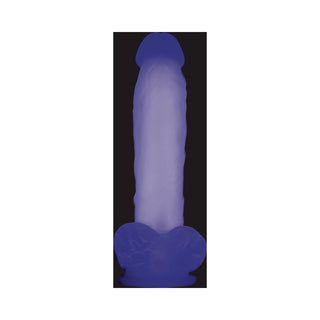 Evolved Luminous Poseable Glow in the Dark 8 in. Dildo With Balls Clear/Purple - Horny Stoner