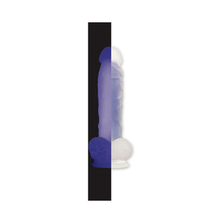 Evolved Luminous Poseable Glow in the Dark 8 in. Dildo With Balls Clear/Purple - Horny Stoner