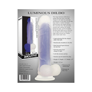 Evolved Luminous Poseable Glow in the Dark 8 in. Dildo With Balls Clear/Purple - Horny Stoner