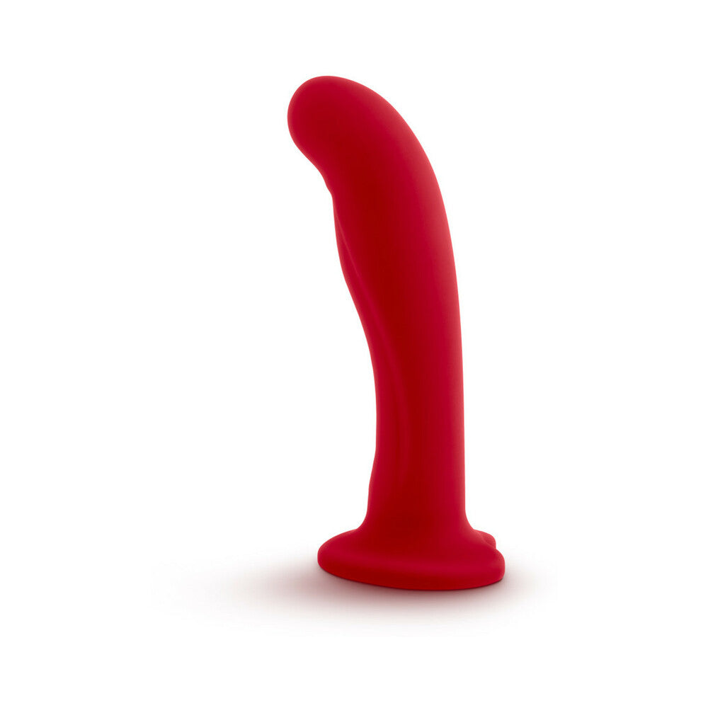 Temptasia Jezebel 6 in. Curved Silicone Dildo with Heart-Shaped Suction Cup Crimson - Horny Stoner