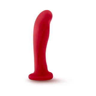 Temptasia Jezebel 6 in. Curved Silicone Dildo with Heart-Shaped Suction Cup Crimson - Horny Stoner