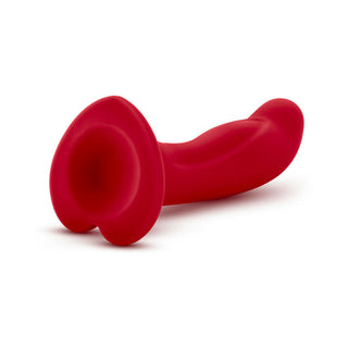 Temptasia Jezebel 6 in. Curved Silicone Dildo with Heart-Shaped Suction Cup Crimson - Horny Stoner