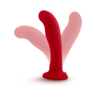 Temptasia Jezebel 6 in. Curved Silicone Dildo with Heart-Shaped Suction Cup Crimson - Horny Stoner