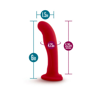 Temptasia Jezebel 6 in. Curved Silicone Dildo with Heart-Shaped Suction Cup Crimson - Horny Stoner