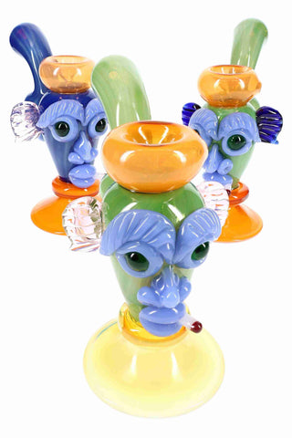 7″ Tiki Face Color-Changing Glass Bubbler