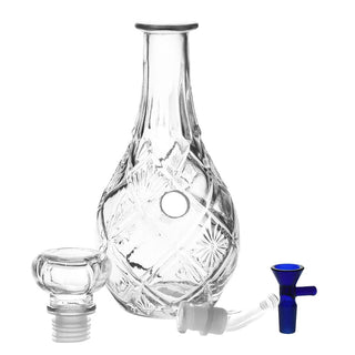 Vintage Decanter Style Glass Water Pipe w/ Cap - 9" / Lozenge