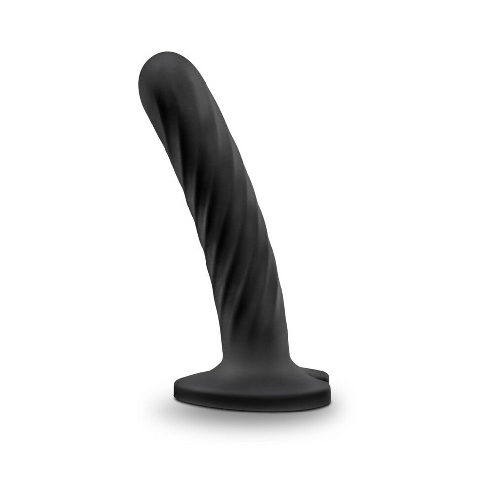 Temptasia Twist 5.5 in. Curved Dildo with Heart-Shaped Suction Cup Medium Black - Horny Stoner