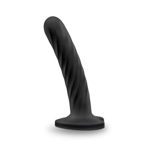 Temptasia Twist 5.5 in. Curved Dildo with Heart-Shaped Suction Cup Medium Black - Horny Stoner