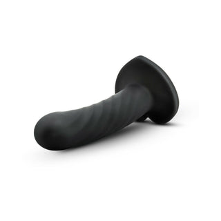 Temptasia Twist 5.5 in. Curved Dildo with Heart-Shaped Suction Cup Medium Black - Horny Stoner