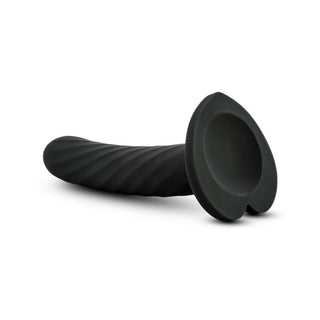 Temptasia Twist 5.5 in. Curved Dildo with Heart-Shaped Suction Cup Medium Black - Horny Stoner