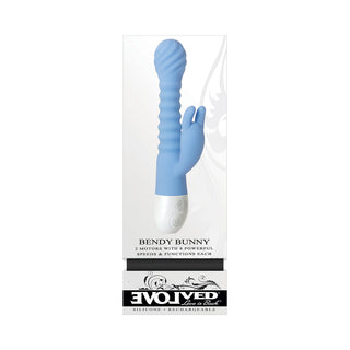 Evolved Bendy Bunny Rechargeable Poseable Silicone Rabbit Vibrator Blue - Horny Stoner