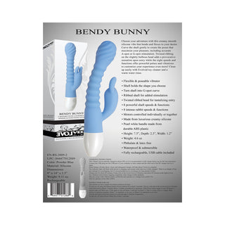 Evolved Bendy Bunny Rechargeable Poseable Silicone Rabbit Vibrator Blue - Horny Stoner