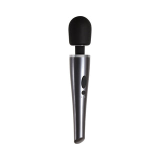 Evolved Mighty Metallic Wand Rechargeable Silicone Wand Vibrator Chrome/Black - Horny Stoner