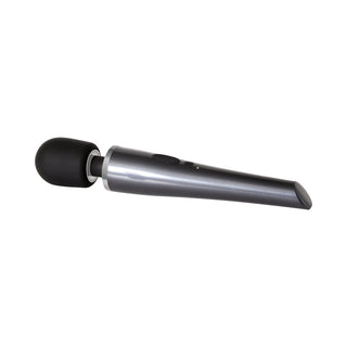 Evolved Mighty Metallic Wand Rechargeable Silicone Wand Vibrator Chrome/Black - Horny Stoner