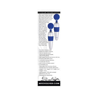 Evolved On The Dot Rechargeable Silicone Flexible Head Wand Vibrator Blue/White - Horny Stoner