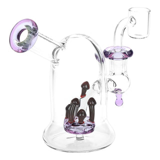 Pulsar Bioluminescence Shroom Perc Mini Glass Dab Rig - 5" / 14mm F / Colors Vary - Horny Stoner
