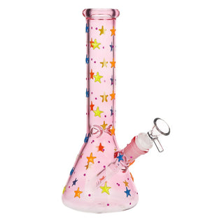 SeshGear Shining Star Glow in the Dark Beaker Glass Water Pipe - 10" / 14mm F /3CT BUNDLE -  Assorted Colors