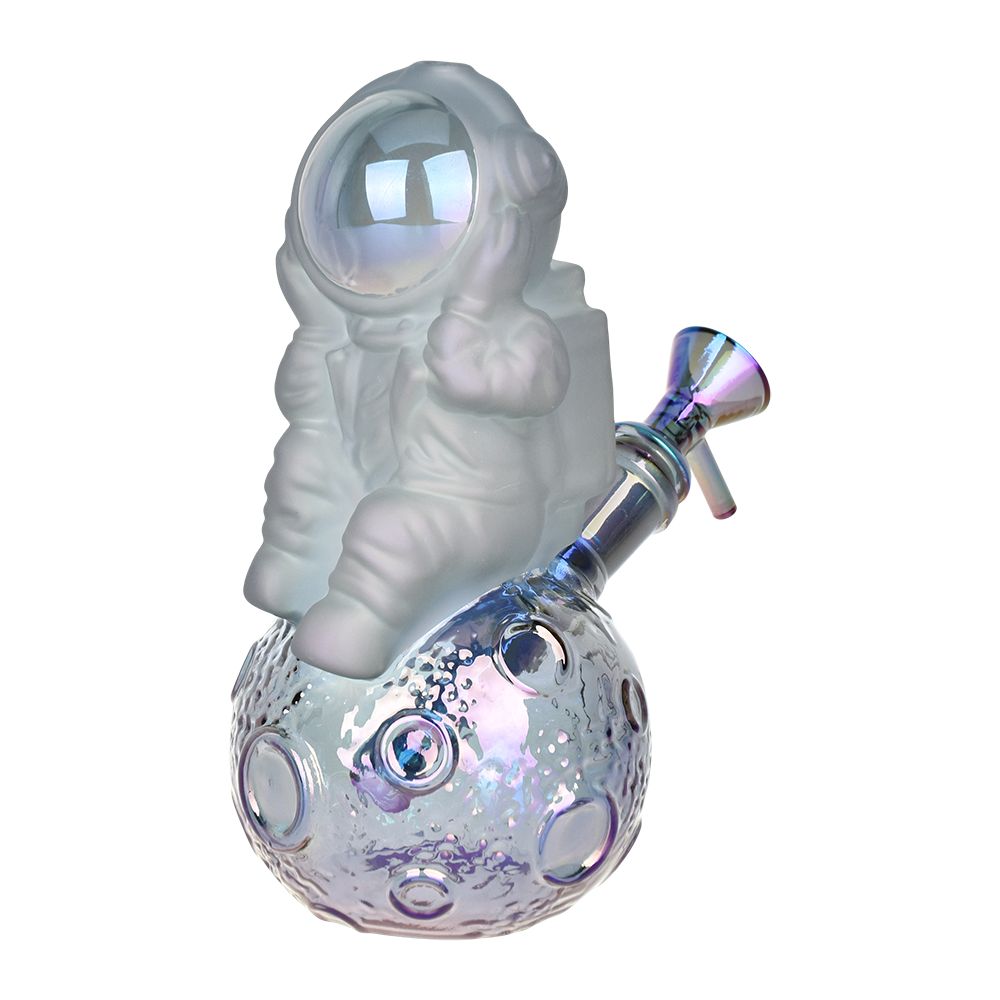 Space Man On The Moon Glass Water Pipe - 6.75" / 14mm F - Horny Stoner