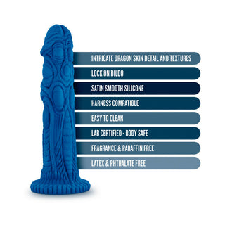 The Realm Draken 7.5 in. Silicone Lock On Fantasy Dildo Blue - Horny Stoner