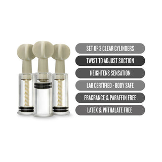 Blush Temptasia Clit and Nipple Twist Suckers 3-Piece Set Clear - Horny Stoner