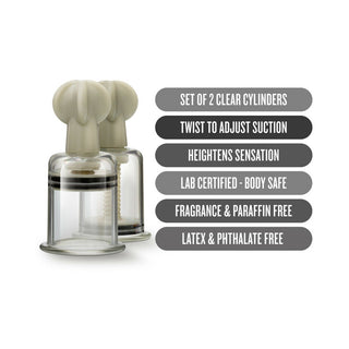Blush Temptasia Clit and Nipple Twist Suckers 2-Piece Set Large Clear - Horny Stoner