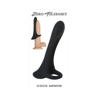 Zero Tolerance Cock Armor Rechargeable Vibrating Silicone Cock Sheath - Black