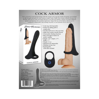 Zero Tolerance Cock Armor Rechargeable Vibrating Silicone Cock Sheath - Black