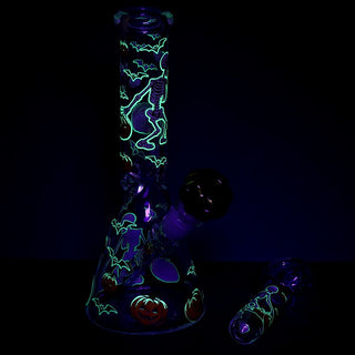 Pulsar Halloween Ball Herb Pipe Glow Duo - 10" / 14mm F