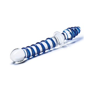 Glas 10 in. Mr. Swirly Double Ended Glass Dildo & Butt Plug - Horny Stoner