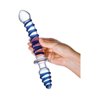 Glas 10 in. Mr. Swirly Double Ended Glass Dildo & Butt Plug - Horny Stoner