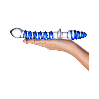 Glas 10 in. Mr. Swirly Double Ended Glass Dildo & Butt Plug - Horny Stoner
