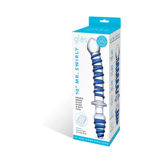 Glas 10 in. Mr. Swirly Double Ended Glass Dildo & Butt Plug - Horny Stoner