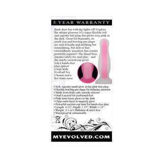 Evolved Luminous Glow in the Dark Dual Density Silicone Anal Plug Clear/Pink Small - Horny Stoner
