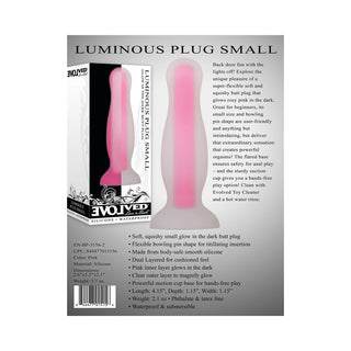 Evolved Luminous Glow in the Dark Dual Density Silicone Anal Plug Clear/Pink Small - Horny Stoner