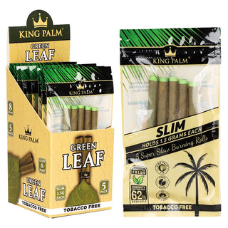 King Palm Green Leaf Pre-Roll Wraps - 8CT DISPLAY - 5pc / Slim