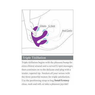3Some Total Ecstasy Triple Stimulation Silicone Vibrator Purple - Horny Stoner