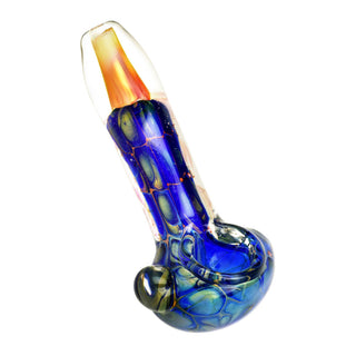 Metallic Fumed Glass Spoon Pipe- 3.75" - Horny Stoner