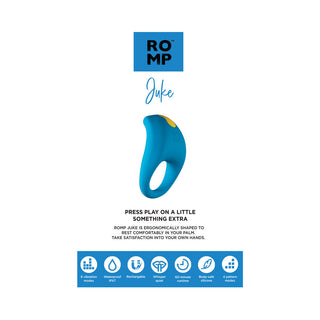 ROMP Juke Rechargeable Silicone Vibrating Penis Ring Light Blue - Horny Stoner