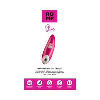 ROMP Shine Rechargeable Silicone Pleasure Air Clitoral Vibrator Pink - Horny Stoner