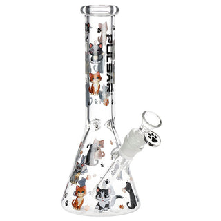 Pulsar Cute Kitties Beaker Glass Water Pipe - 10" / 14mm F