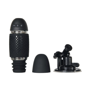 Evolved Thrust & Go Thrusting Vibrator With 2 Shafts and Suction Cup Base Black - Horny Stoner