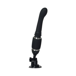 Evolved Thrust & Go Thrusting Vibrator With 2 Shafts and Suction Cup Base Black - Horny Stoner